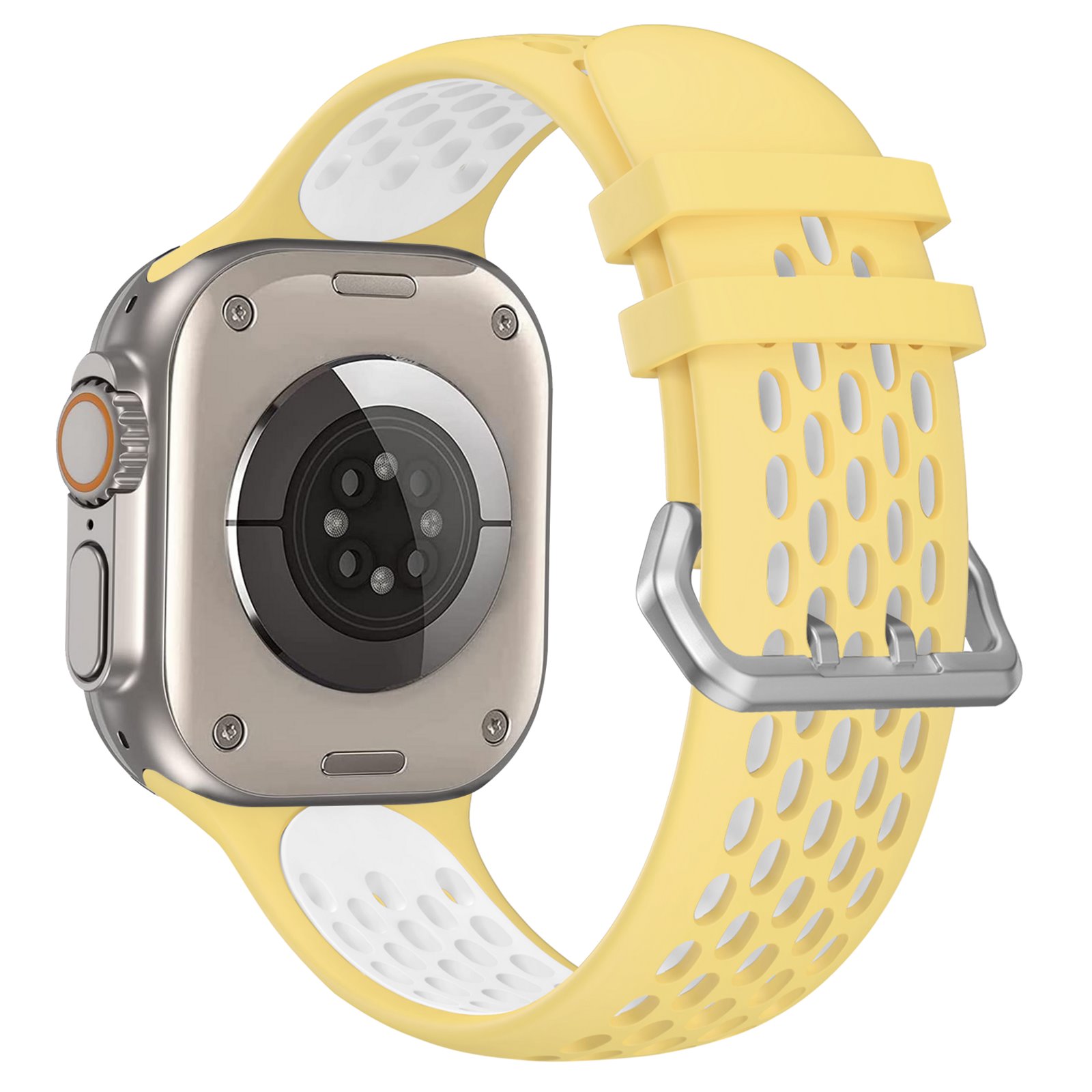 Cubenest Sportovní řemínek na Apple Watch Sport Band YELLOW with White(42-49mm)