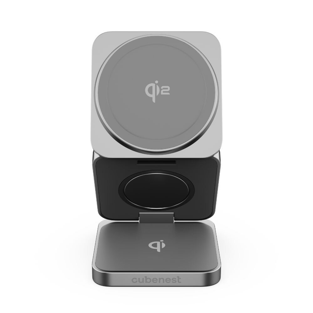 Cubenest SQS312 Fold Pro Qi2 3v1 magnetická nabíjačka pre Samsung sivá