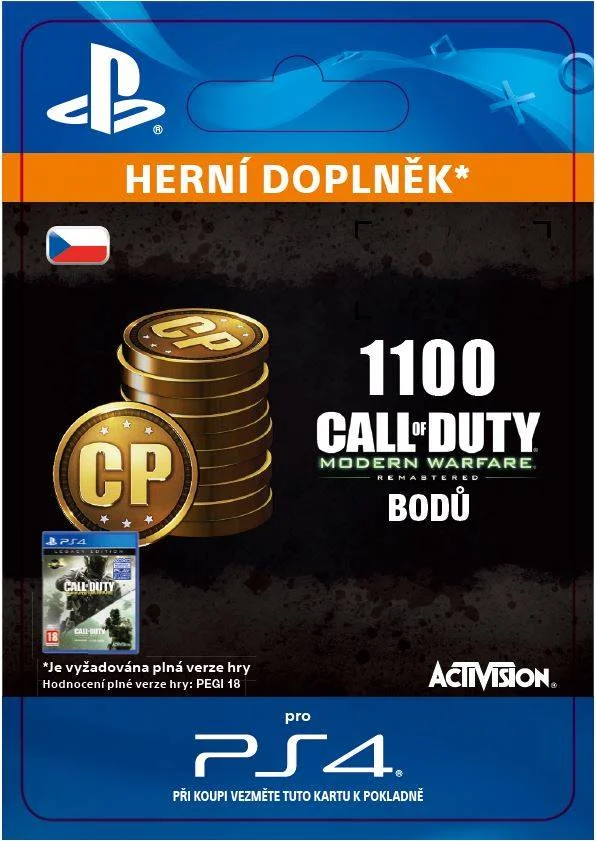 CZ PS4 - 1,100 Call of Duty: Modern Warfare Remastered Points elektronická licence