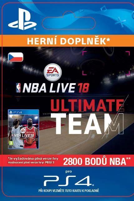 CZ PS4 - EA SPORTS™ NBA LIVE 18 ULTIMATE TEAM™ - 2800 NBA POINTS elektronická licence