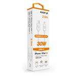 Dátový kábel ALIGATOR POWER 30W, USB-C/Lightning 3A, 2,5 m biely