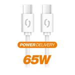 Dátový kábel ALIGATOR POWER 65W, USB-C/USB-C 3A, 0,5m biely