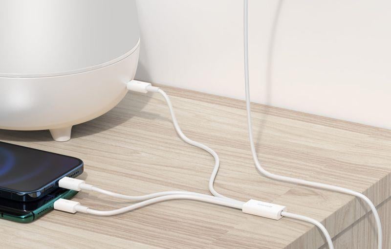 Datový kabel Baseus Superior 3v1 USB/microUSB, Lightning, USB-C 1,5m 3,5A bílý