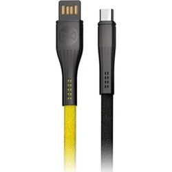 Datový kabel Forever Core micro USB 1m 3A textilní plochý žlutý/ černý GSM093551 - Mobilní telefony - příslušenství