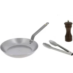 de Buyer Sada pánve na steaky Mineral B, 26 cm + mlýnek na pepř + kleště