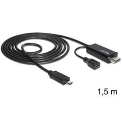 Delock kabel MHL samec (Samsung S III) > High Speed HDMI samec + micro USB B sam (83240)