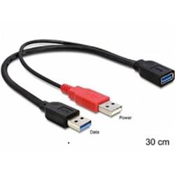 Delock kabel USB 3.0-A samice > USB 3.0-A samec + USB 2.0-A samec, 30cm (83176)