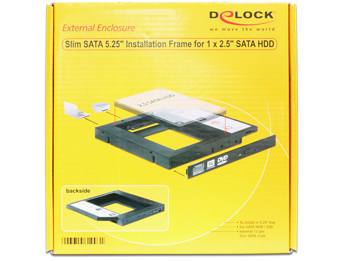 Delock Slim SATA 5,25 inštalačný rámik pre 1 x 2,5" SATA HDD/SSD (61993)
