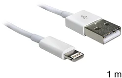 Delock USB datový a napájecí kabel pro iPhone 5, Lightning, bílý, 1m (83449)
