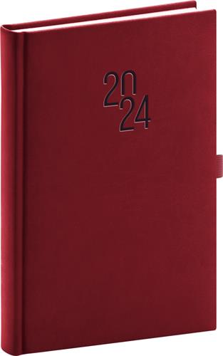 Denný diár Vivella Classic 2024, bordová farba, 15 × 21 cm