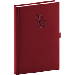 Denný diár Vivella Classic 2024, bordová farba, 15 × 21 cm