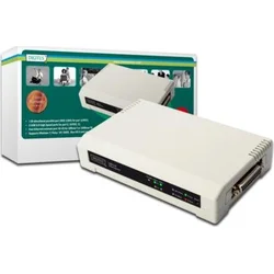 Digitus USB a paralelní tiskový server, 3 porty 1x RJ45, 2x USB A, 1x Centronics DB-36-pinová samec