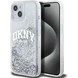 DKNY Liquid Glitter Arch Logo Zadný kryt pre iPhone 14 Transparent