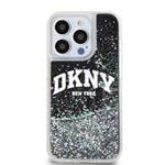 DKNY Liquid Glitter Arch Logo Zadný kryt pre iPhone 15 Pro Black