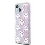 DKNY Liquid Glitter Checkered Pattern Zadný kryt pre iPhone 15 Pink