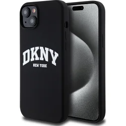 DKNY Liquid Silicone Arch Logo MagSafe Back Cover pre iPhone 15 Plus Black