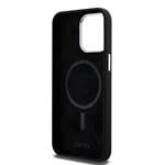 DKNY Liquid Silicone Silver Metal Logo Magsafe zadný kryt pre iPhone 15 Pro Max Black
