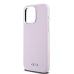 DKNY Liquid Silicone Silver Metal Logo Magsafe zadný kryt pre iPhone 15 Pro Max Pink