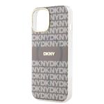 DKNY PC/TPU opakujúci sa vzor Tonal Stripe Magsafe zadný kryt pre iPhone 15 Beige