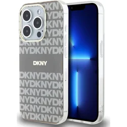 DKNY PC/TPU opakujúci sa vzor Tonal Stripe Magsafe zadný kryt pre iPhone 15 Pro Max Beige