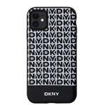 DKNY PU kožený zadný kryt MagSafe s opakujúcim sa vzorom na spodnej strane pre iPhone 11 Black