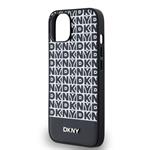 DKNY PU kožený zadný kryt MagSafe s opakujúcim sa vzorom na spodnej strane pre iPhone 13 Black