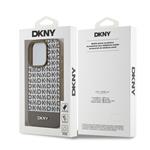 DKNY PU kožený zadný kryt MagSafe s opakujúcim sa vzorom na spodnej strane pre iPhone 13 Pro Brown