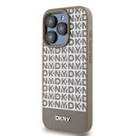 DKNY PU kožený zadný kryt MagSafe s opakujúcim sa vzorom na spodnej strane pre iPhone 13 Pro Max Brown
