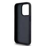DKNY PU kožený zadný kryt s károvaným vzorom a pruhmi pre iPhone 14 Pro Max Black