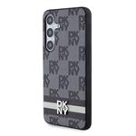 DKNY PU kožený zadný kryt s károvaným vzorom a pruhmi pre Samsung Galaxy S24+ Black