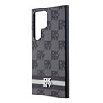DKNY PU kožený zadný kryt s károvaným vzorom a pruhmi pre Samsung Galaxy S24 Ultra Black