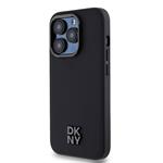 DKNY PU kožený zadný kryt s logom Magsafe pre iPhone 14 Pro Max Black