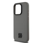 DKNY PU kožený zadný kryt s logom Magsafe pre iPhone 15 Pro Grey