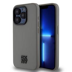 DKNY PU kožený zadný kryt s logom Magsafe pre iPhone 15 Pro Grey