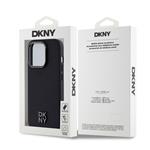 DKNY PU kožený zadný kryt s logom Magsafe pre iPhone 15 Pro Max Black