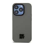 DKNY PU kožený zadný kryt s logom Magsafe pre iPhone 15 Pro Max Grey