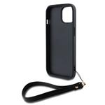 DKNY PU kožený zadný kryt s logom na zápästie pre iPhone 14 Black