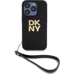 DKNY PU kožený zadný kryt s logom pre iPhone 15 Pro Max Black