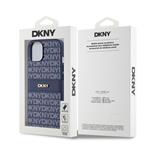 DKNY PU kožený zadný kryt s opakovaným vzorom pre iPhone 14 Blue