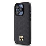 DKNY PU kožený zadný kryt s opakujúcim sa vzorom Magsafe pre iPhone 12/12 Pro Black