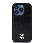 DKNY PU kožený zadný kryt s opakujúcim sa vzorom Magsafe pre iPhone 13 Pro Black