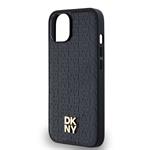 DKNY PU kožený zadný kryt s opakujúcim sa vzorom Magsafe pre iPhone 15 Black