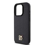 DKNY PU kožený zadný kryt s opakujúcim sa vzorom Magsafe pre iPhone 15 Pro Black