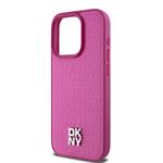 DKNY PU kožený zadný kryt s opakujúcim sa vzorom Magsafe pre iPhone 15 Pro Max Pink