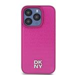 DKNY PU kožený zadný kryt s opakujúcim sa vzorom Magsafe pre iPhone 15 Pro Max Pink