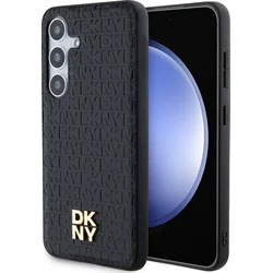 DKNY PU kožený zadný kryt s opakujúcim sa vzorom Magsafe pre Samsung Galaxy S24 Black
