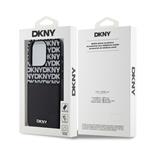 DKNY PU kožený zadný kryt s opakujúcim sa vzorom na kartu pre iPhone 14 Pro Max Black