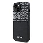 DKNY PU kožený zadný kryt s opakujúcim sa vzorom na karty pre iPhone 15 Black