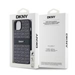 DKNY PU kožený zadný kryt s opakujúcim sa vzorom pre iPhone 14 Black