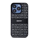 DKNY PU kožený zadný kryt s opakujúcim sa vzorom pre iPhone 14 Pro Max Black